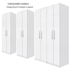 1.2.Dulap Mondo 8 usi balamale soft close cu amortizor bara haine polite Dulap Mondo 8, Alb, L320xH220xA50 cm, balamale cu amortizor,