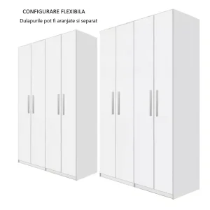 1.3.Dulap Mondo 8 usi balamale soft close cu amortizor bara haine polite Dulap Mondo 8, Alb, L320xH220xA50 cm, balamale cu amortizor,