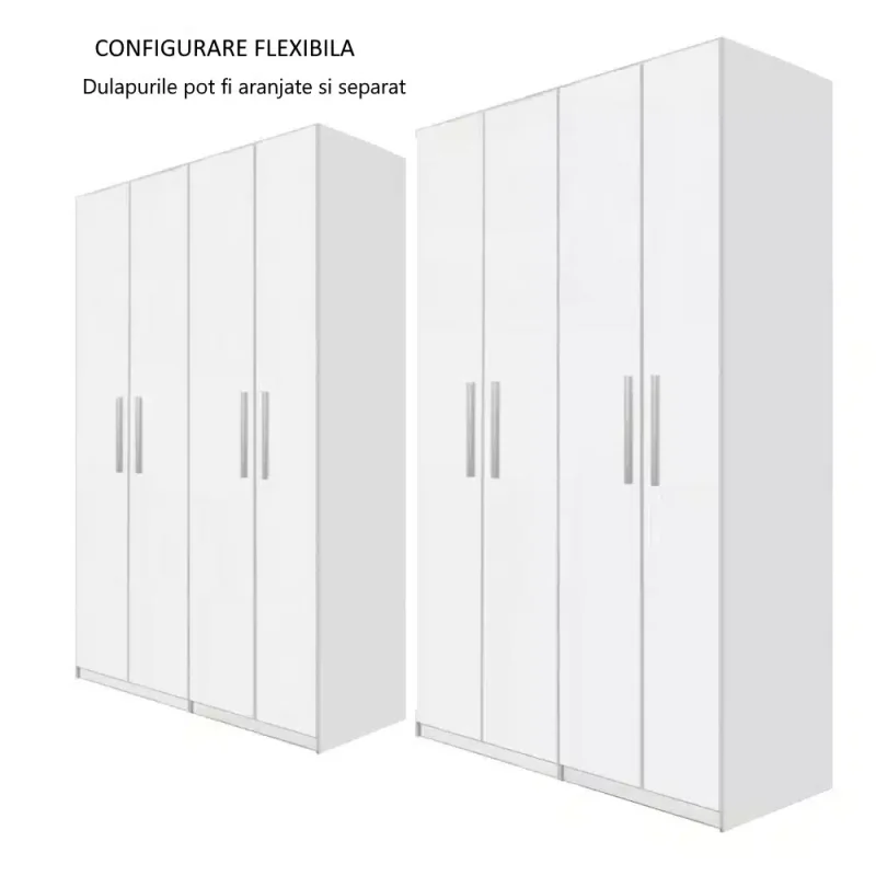 1.3.Dulap Mondo 8 usi balamale soft close cu amortizor bara haine polite Dulap Mondo 8, Alb, L320xH220xA50 cm, balamale cu amortizor,