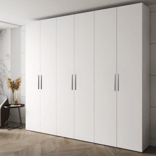 Dulap Mondo 6 Usi Alb 1 Dulap Alb cu polite si bare de haine