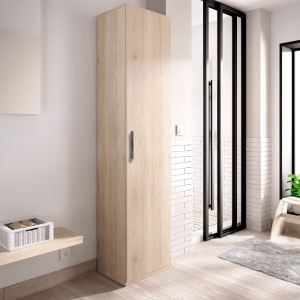 1.3.Dulap 1 usa E4 Sonoma manere negre sifonier cu 1 usa 4 polite din PAL Stejar