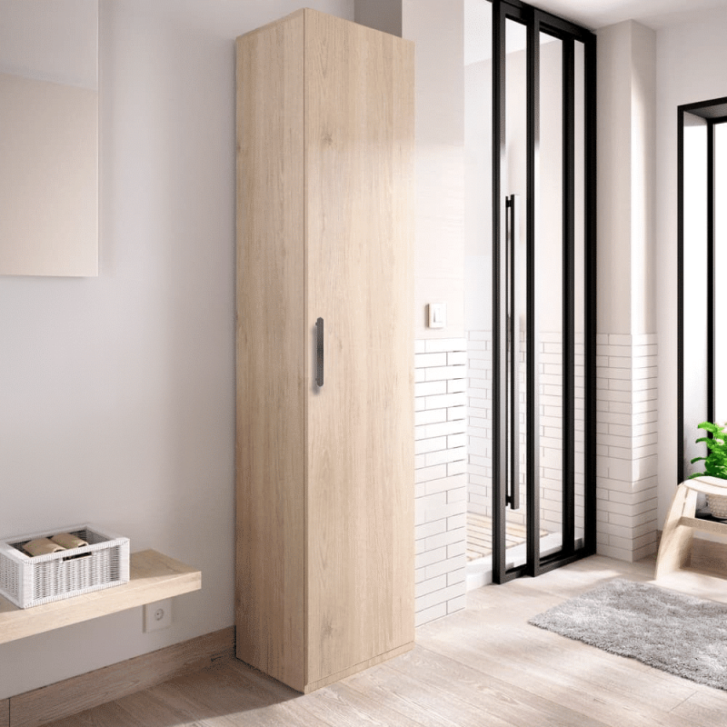 1.3.Dulap 1 usa E4 Sonoma manere negre sifonier cu 1 usa 4 polite din PAL Stejar