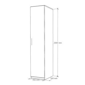 1.3.Dulap 1 usa schita dimensiuni Dulap E4 cu 1 usa si 4 polite, Stejar Sonoma