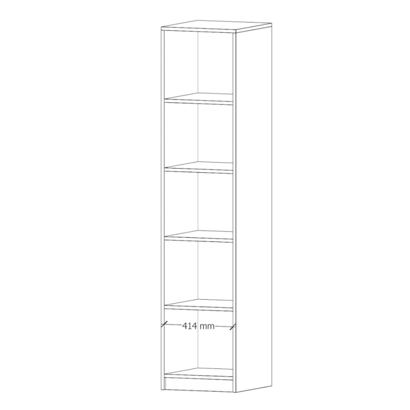1.4.Dulap 1 usa 4 etajere E4 schita schita dulap cu 4 polite si 1 usa din PAL de 18 mm