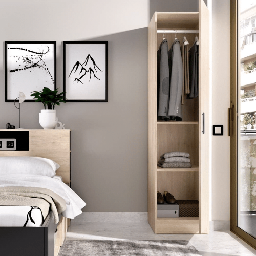 mobilier dormitor living hol dulap 1 usa Stejar Sonoma cu 2 polite sau 1 bara de haine din PAL