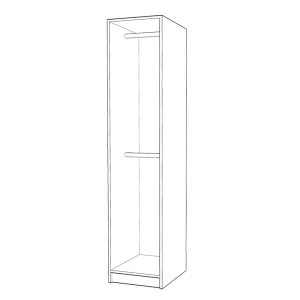 schita Dulap B2 cu 1 usa si 2 bare de haine din PAL Alb