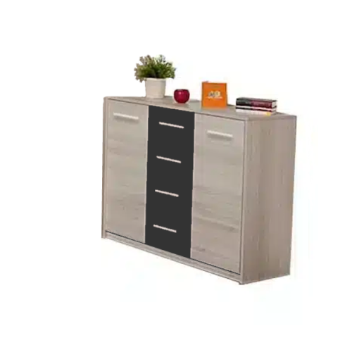 Comoda Scarlet Ferrara 1 Comoda Scarlet Stejar Ferrara/Grafit H 90 x L 120 x A 40 cm PAL 18 mm