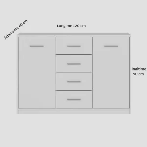 Comoda Scarlet Wenge si Alb H 90 x L 120 x A 40 cm, PAL 18 mm