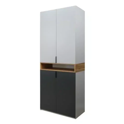 Dulap modular King 2r, Grafit/Gold/Gri, L 80 x H 240 x A 52 cm, balamale cu amortizor, PAL 18 mm