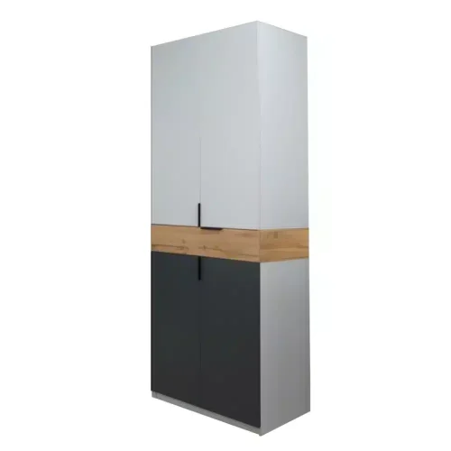 Dulap King 2s. 1 Dulap King 2s modular cu sertar, Grafit/Gold/Gri, L80xH240xA52 cm, balamale cu amortizor, PAL 18 mm