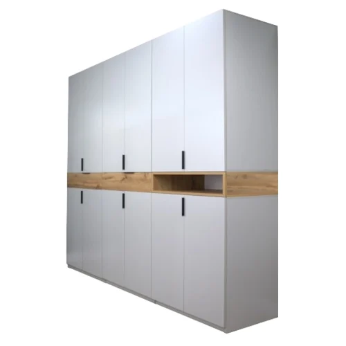 dulap king 6r cu 2 sertare si un raft din PAL Gri si Stejar Gold