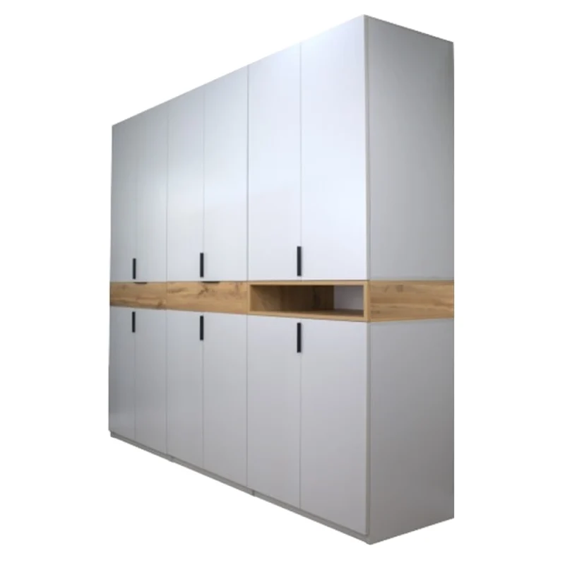 Dulap King 6r pp1orizontala dulap king 6r cu 2 sertare si un raft din PAL Gri si Stejar Gold