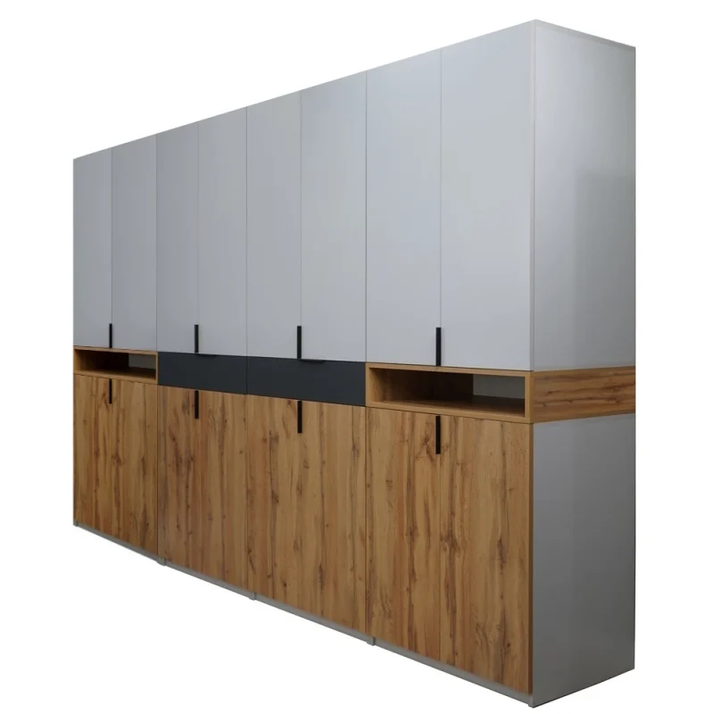 Dulap King Gold Grafit 8r 5 dulap king Stejar Gold Grafit Gri cu sertare si rafturi