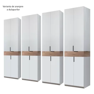 aranjare cate 4 dulap King 8s cu 4 sertare din PAL Gri deschis si Stejar Gold