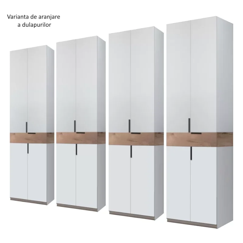 aranjare cate 4 dulap King 8s cu 4 sertare din PAL Gri deschis si Stejar Gold