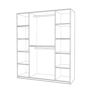 interior dulap Salonic cu 4 usi din PAL Stejar Sonoma si Alb