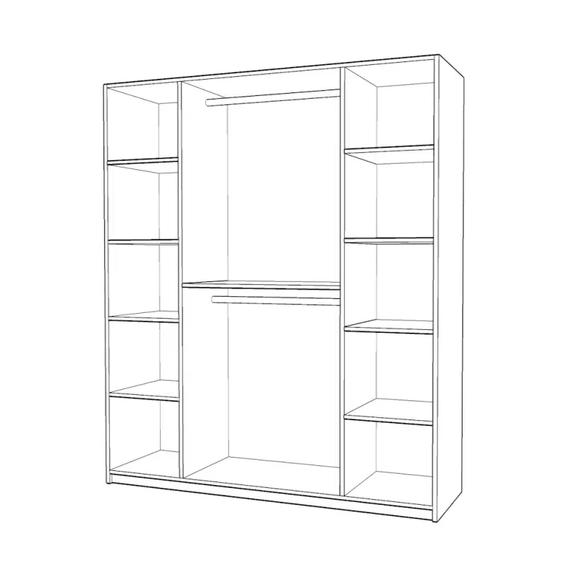 interior dulap Salonic cu 4 usi din PAL Stejar Sonoma si Alb