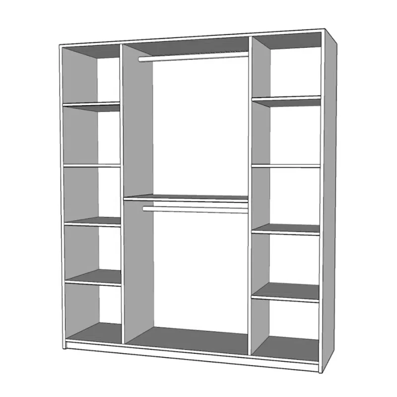 interior dulap Salonic 4 usi din PAL Stejar Sonoma si Alb