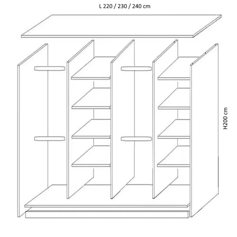 schita dressing H 200 x L 220 230 240 cm