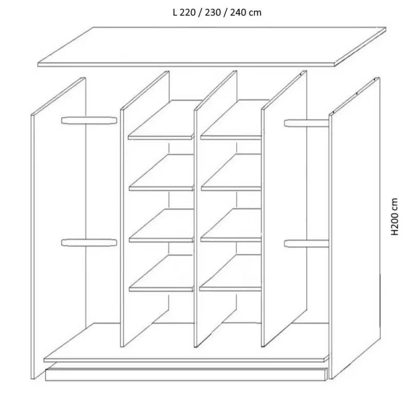 schita dressing H 200 x L 220 230 240 cm