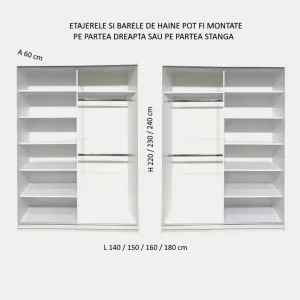 schita dressing H 240 230 220 x L 140 150 160 180 cm