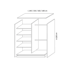 schita dressing H 200 x L 140 150 160 180 cm