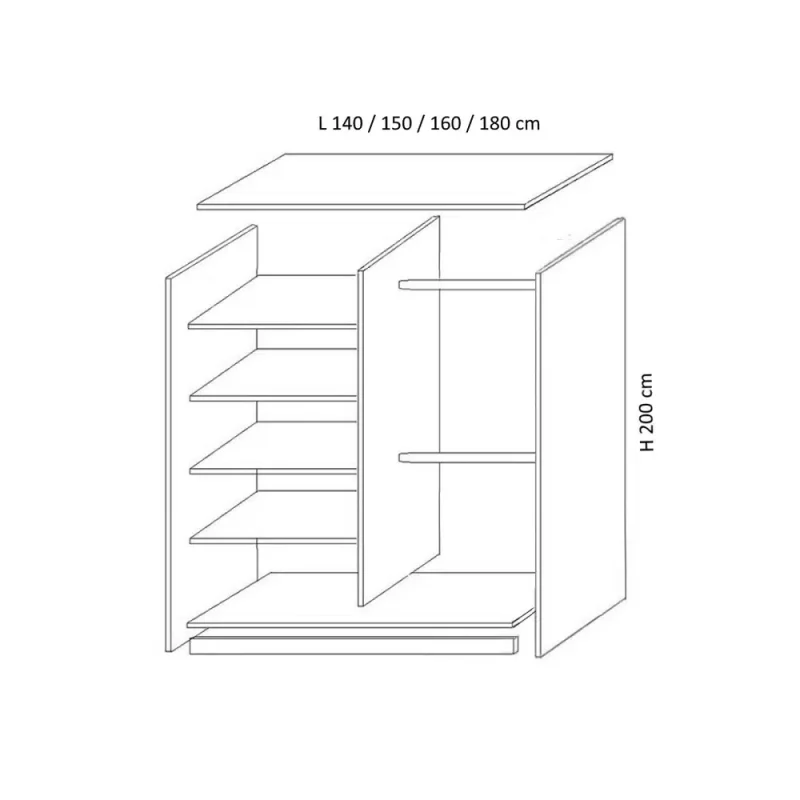 schita dressing H 200 x L 140 150 160 180 cm