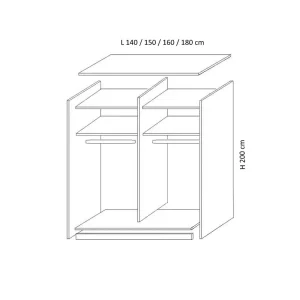 schita dressing H 200 x L 140 150 160 180 cm