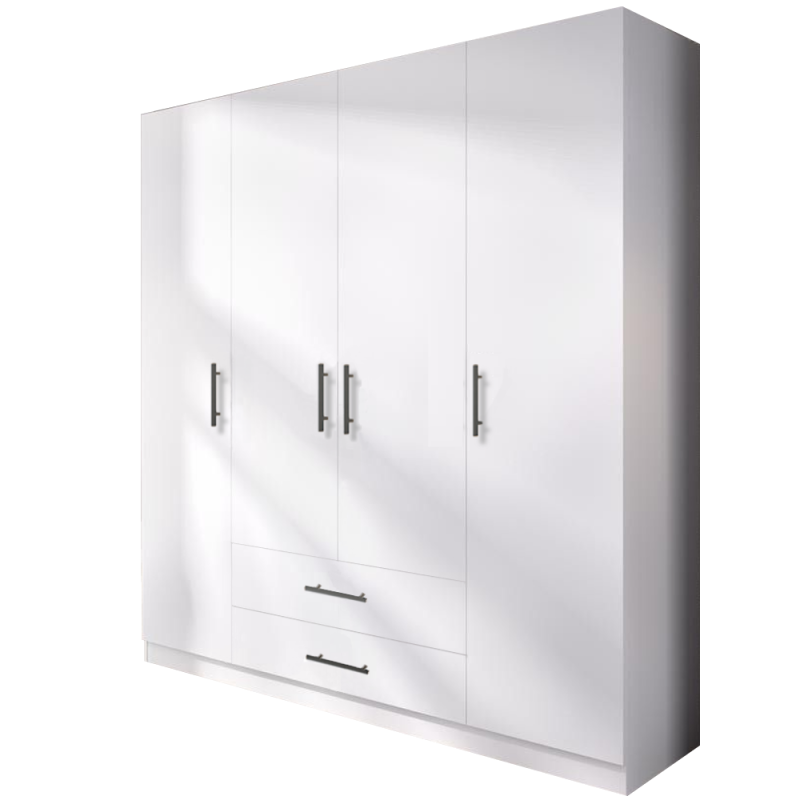 Dulap haine cu 4 usi bara haine sertare glisiereHafele balamale cu amortizor